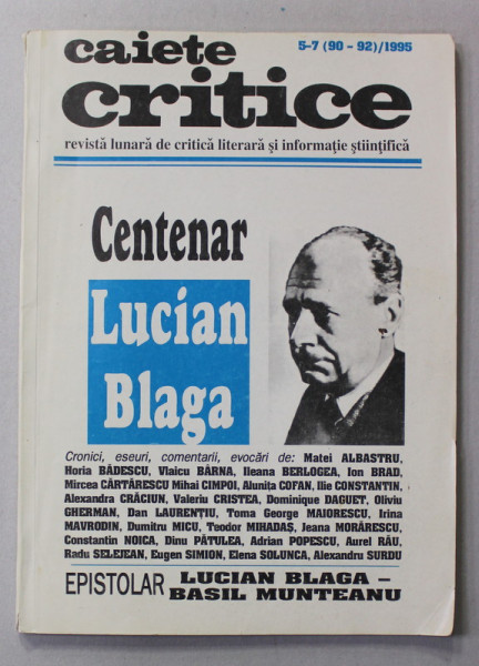 CAIETE CRITICE , REVISTA LUNARA DE CRITICA LITERARA  SI INFORMATIE STIINTIFICA  , NR. 5 - 7  / 1995