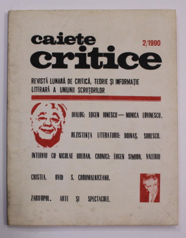 CAIETE CRITICE - REVISTA LUNARA DE CRITICA , TEORIE SI INFORMATIE LITERARA , NR. 2 / 1990