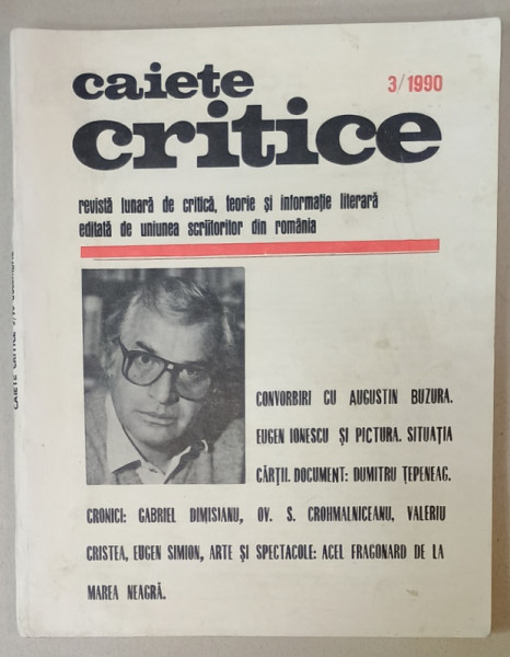 CAIETE CRITICE , REVISTA LUNARA DE CRITICA , TEORIE SI INFORMATIE LITERARA , NR. 3 , 1990