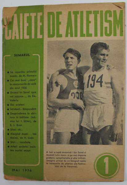 CAIETE DE ATLETISM , REVISTA , ANUL I , NR. 1 , 1956