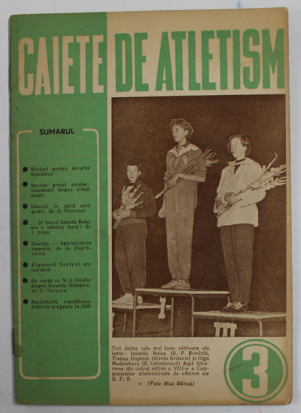 CAIETE DE ATLETISM , REVISTA , ANUL I , NR. 3 , 1956