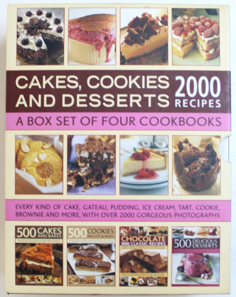 CAKES, COOKIES AND DESSERTS - 2000 RECIPES - A BOX SET OF FOUR COOKBOOKS, 2011