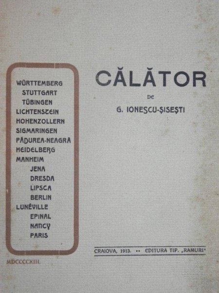 CALATOR -IONESCU SISESTI - CRAIOVA 1913