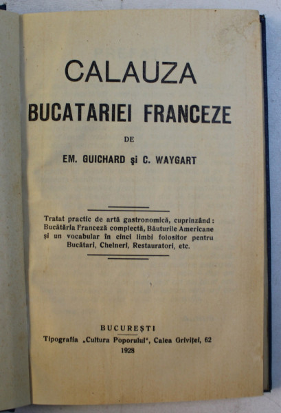 CALAUZA BUCATARIEI FRANCEZE de EM . GUICHARD si C. WAYGART , 1928