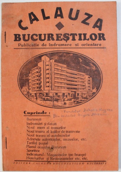 CALAUZA BUCURESTILOR  - PUBLICATIE DE INDRUMARE SI ORIENTARE , EDITIE INTERBELICA