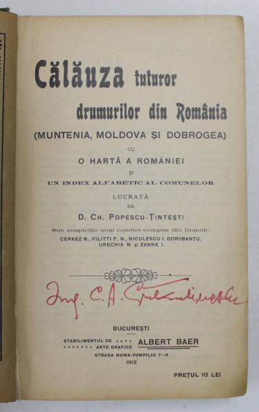 Calauza tuturor drumurilor din Romania - Muntenia, Moldova si Dobrogea - 1912