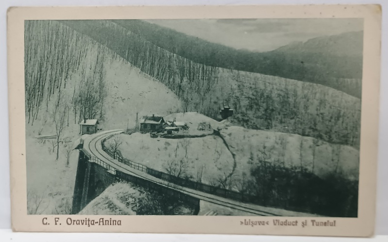 CALEA  FERATA ORAVITA - ANINA , ' LISAVA ' VIADUCT SI TUNELUL , CARTE POSTALA ILUSTRATA , INCEPUTUL SEC. XX