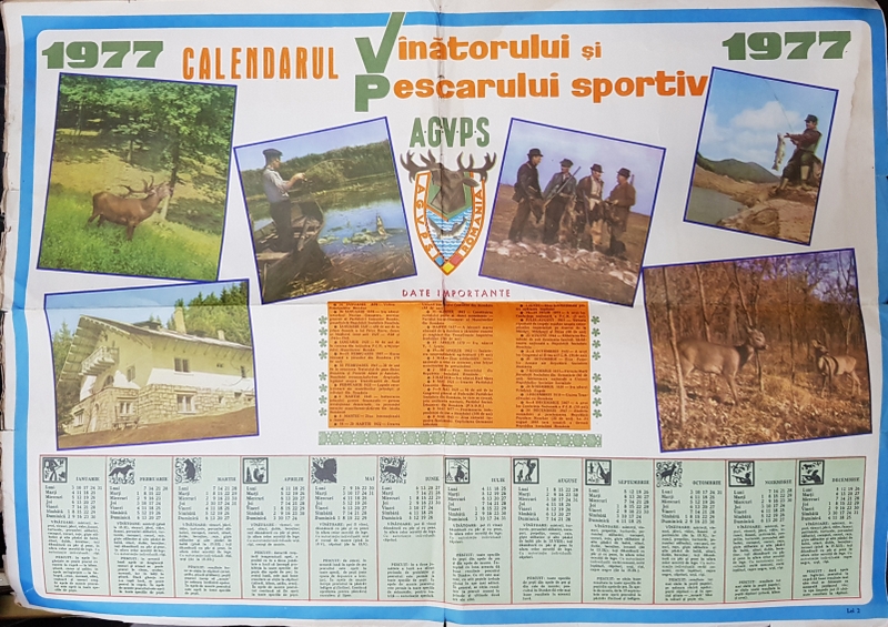 CALENDARUL VANATORULUI SI PESCARULUI SPORTIV PE ANUL 1977