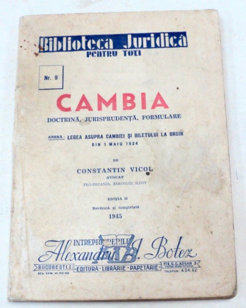 CAMBIA DOCTRINA,JURISPRUDENTA,FORMULARE EDITIA A II-A -CONSTANTIN VICOL 