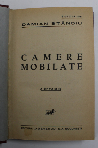 CAMERE MOBILATE - roman de DAMIAN STANOIU , 1932