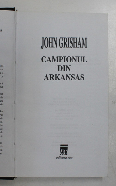 CAMPIONUL DIN ARKANSAS de JOHN GRISHAM 2001