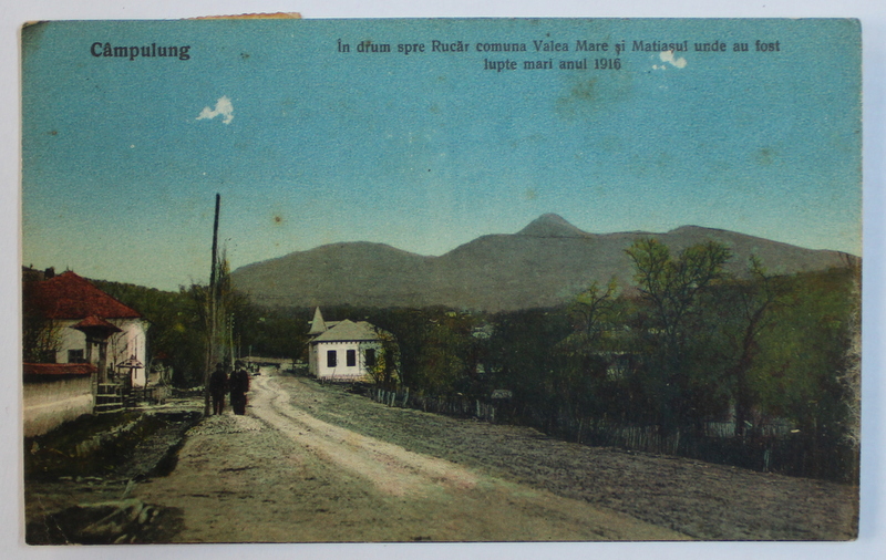 CAMPULUNG  - IN DRUM SPRE RUCAR - COMUNA VALEA MARE SI MATIASUL UNDE AU FOST LUPTE MARI IN ANUL 1916 , CARTE POSTALA ILUSTRATA , POLICROMA, CIRCULATA , PERIOADA INTERBELICA