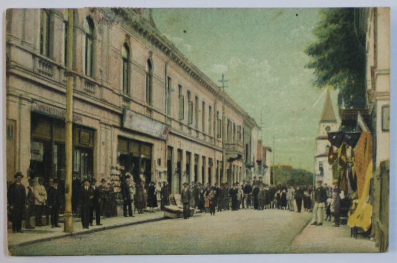 CAMPULUNG MUSCEL  - STRADA NEGRU  - VODA SI MAGAZINUL STAICU , CARTE POSTALA ILUSTRATA , POLICROMA , CIRCULATA , DATATA 1929