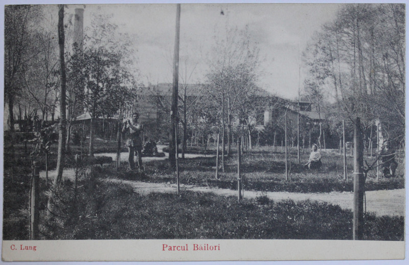 CAMPULUNG - PARCUL BAILOR , CARTE POSTALA ILUSTRATA , MONOCROMA, NECIRCULATA , EDITIE DE INCEPUT DE SECOL XX