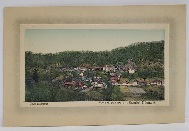 CAMPULUNG , VEDERE GENERALA A SATULUI NAMAIESTI , CARTE POSTALA , EMBOSATA , INCEPUTUL SEC. XX