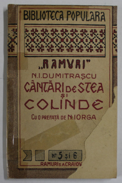 CANTARI DE STEA SI COLINDE de N.I. DUMITRASCU , 1923
