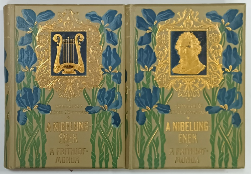 CANTECUL NIBELUNGILOR  , VOLUMELE I - II , TEXT IN LIMBA MAGHIARA , LEGATURA DE ARTA  ART - NOUVEAU , 1906