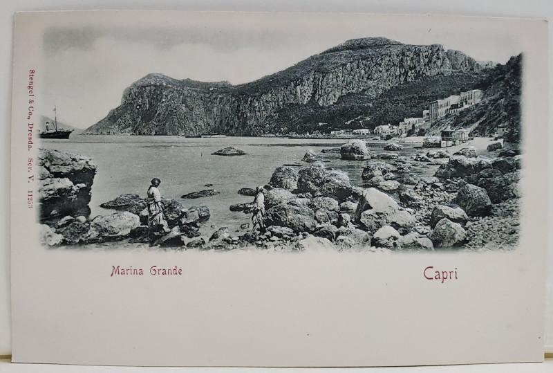 CAPRI , MARINA GRANDE , VEDERE DE PE TARM , CARTE POSTALA , EMBOSATA , CLASICA