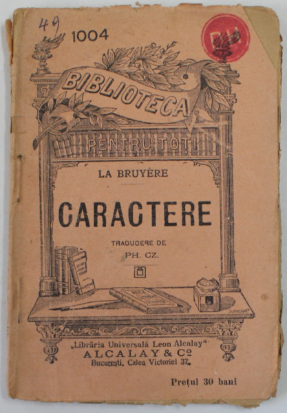 CARACTERE de LA BRUYERE , EDITIE INTERBELICA