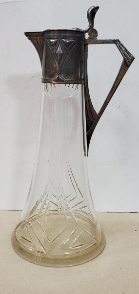 Carafa Art Nouveau din cristal si metal argintat, Albert Kohler, 1900