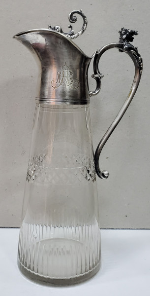 Carafa din cristal si montura din metal argintat, cca. 1900