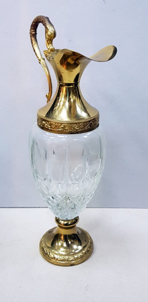 Carafa din sticla si metal aurit, Italia, Sec. XX