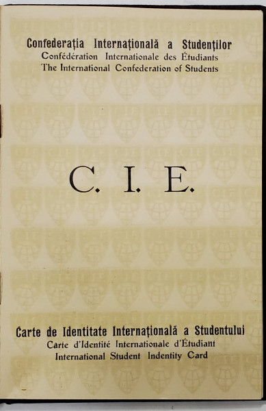 CARNET DE IDENTITATE INTERNATIONALA A STUDENTULUI , 1931