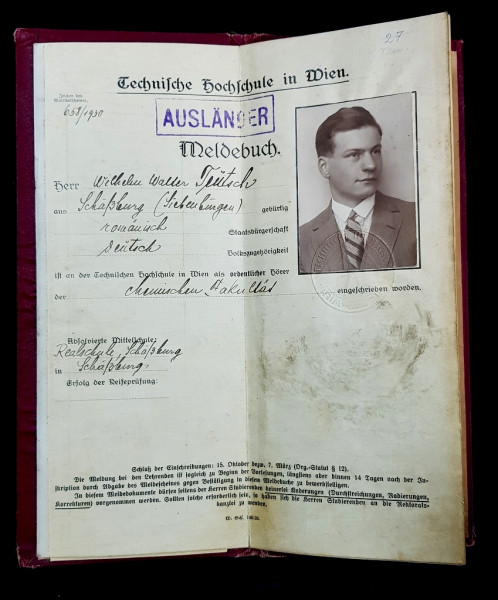 CARNET DE STUDII, UNIVERSITATEA TEHNICA DIN VIENA - SIGHISOARA, 1930