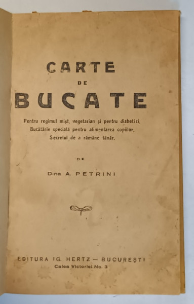 CARTE DE BUCATE de  A. PETRINI *LIPSA FILA 163 / 164