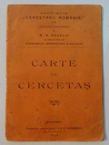 CARTE DE CERCETAS , 1919