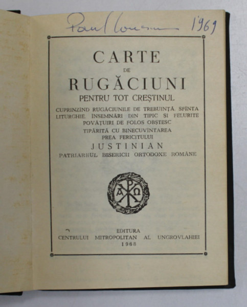 CARTE DE RUGACIUNI PENTRU TOT CRESTINUL , 1968
