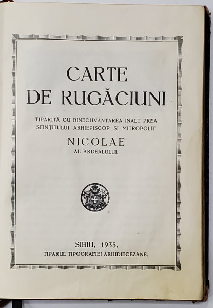 CARTE DE RUGACIUNI - SIBIU, 1935 *DEDICATIE