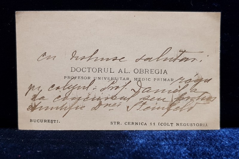 CARTE DE VIZITA - DOCTORUL AL. OBREGIA