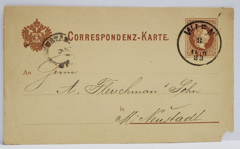 CARTE POSTALA DE CORESPONDENTA COMERCIALA  A UNEI FABRICI  DE ACCESORII DE CROITORIE , VIENA , 1883 , CLASICA