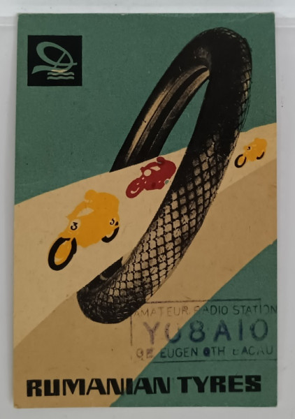 CARTE POSTALA FOLOSITA DE RADIO AMATORII ROMANI , RECLAMA LA CAUCIURI DE MOTOCICLETA PRODUSE IN ROMANIA , CARTE POSTALA , 1966