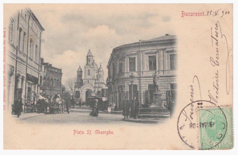 Carte postala ilustrata Bucuresti, Piata Sf. Gheorghe, 1900