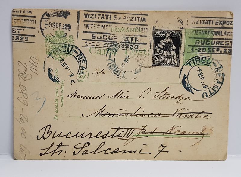 CARTE POSTALA NEILUSTRATA , ADRESATA  DOAMNEI ALICE P. STURDZA , CIRCULATA , DATATA 1929