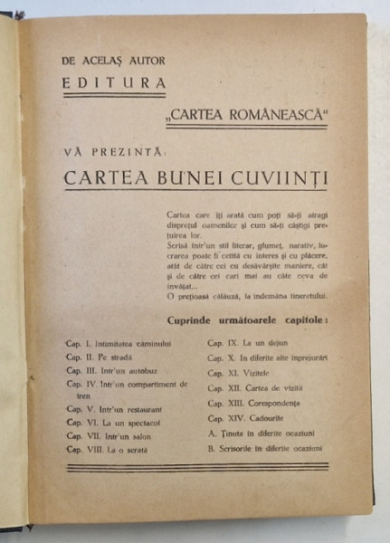 CARTEA CASATORIEI de CONSTANTIN COLONAS  1945 *LIPSA PAGINA DE TITLU