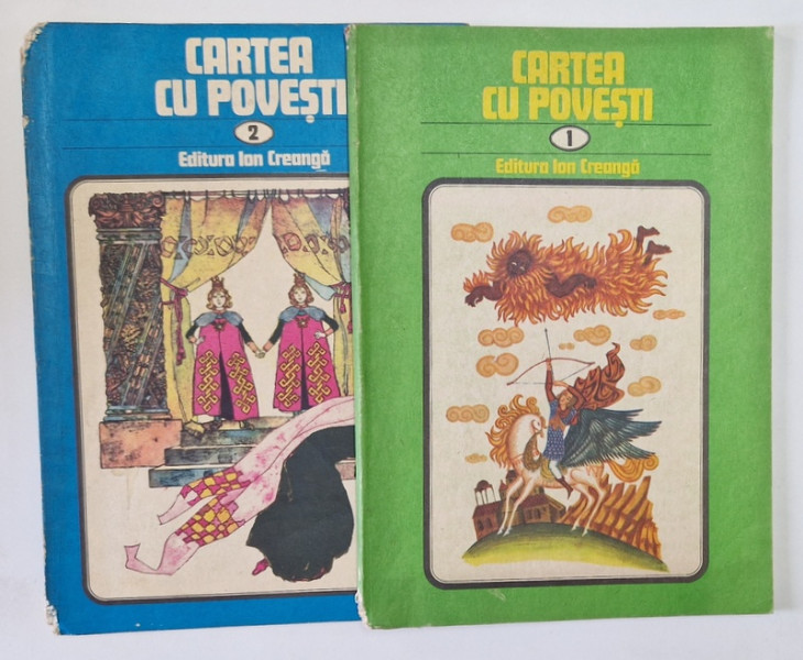 CARTEA CU POVESTI , VOL I - II , ILUSTRATII de DONE STAN , 1981 , MICI DEFECTE LA COTOR