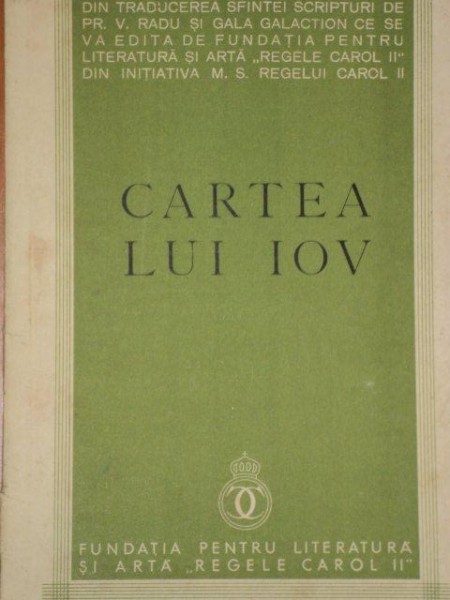 CARTEA LUI IOV  1935