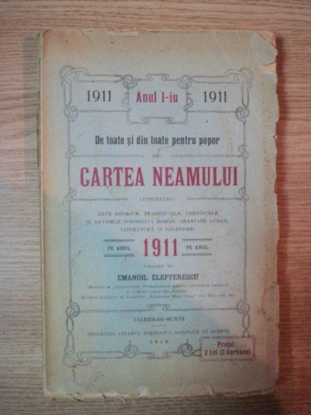 CARTEA NEAMULUI  PE ANUL 1911  de EMANOIL ELEFTERESCU