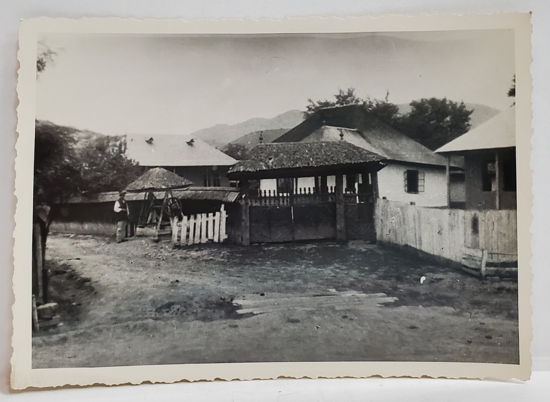 CASA CU POARTA DIN LEMN SCULPTAT , LA TARA , FOTO WEISS , INTERBELICA