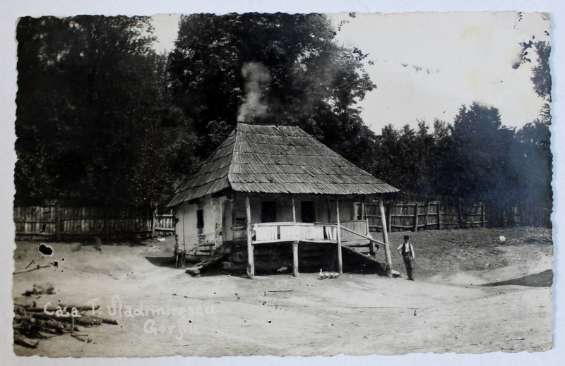 CASA  TUDOR VLADIMIRESCU - GORJ , FOTOGRAFIE TIP CARTE POSTALA , MONOCROMA , CIRCULATA , 1941