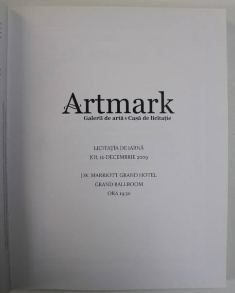 CATALOG ARTMARK , LICITATIA DE IARNA , DECEMBRIE , 2009