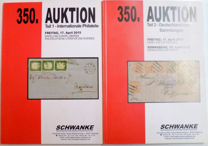 CATALOG DE LICITATII (CARTI POSTALE, TIMBRE), SCHWANKE. TEIL 1-2, 17 APRILIE 2015
