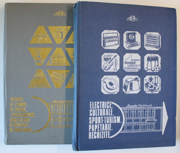 CATALOG DE PRODUSE EDITAT DE CENTRALA COOPERATIVELOR DE CONSUM , 2 VOLUME , 1974 , PREZINTA HALOURI DE APA , VEZI DESCRIEREA !