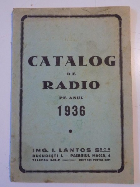 CATALOG DE RADIO PE ANUL 1936