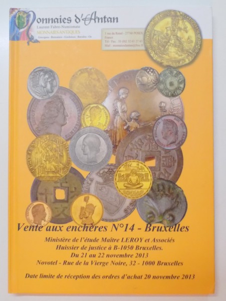 CATALOG NUMISMATIC , MONNAIES D ' ANTAN , NO.14 ,  21-22 NOVEMBRE 2013