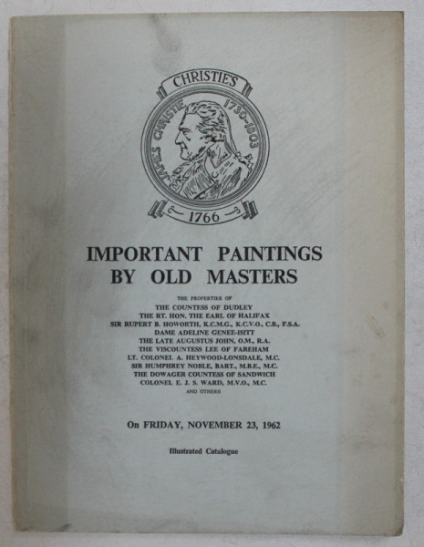 CATALOGUE OF IMPORTANT PAINTINGS BY OLD MASTERS , 1962