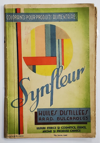 CATALOGUL FABRICII DE ULEIURI ETERICE SI COSMETICE , ESENTE , AROME SI PRODUSE CHIMICE '' SYNFLEUR '' DIN ARAD , 1933